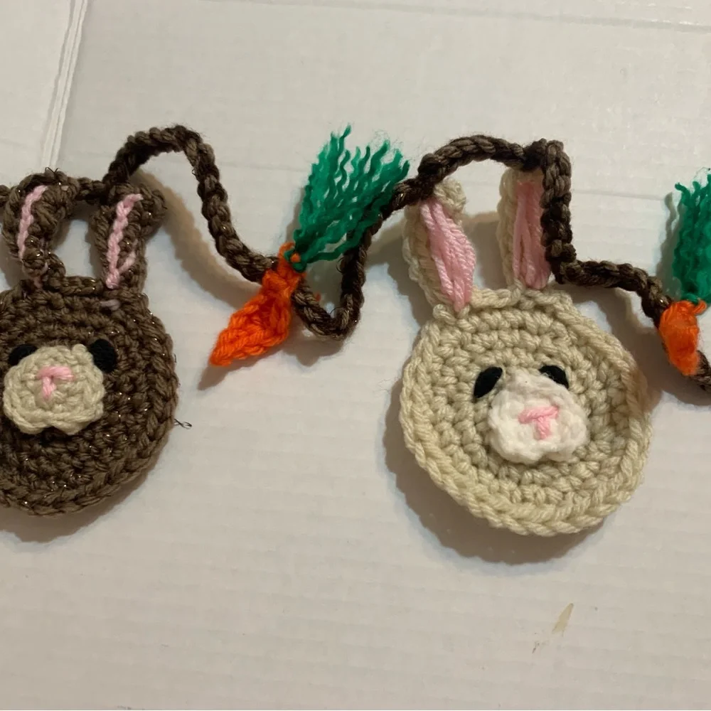 Bunny Rabbit Easter Garland New Five Little Bunnies Four Mini Carrots Handmade